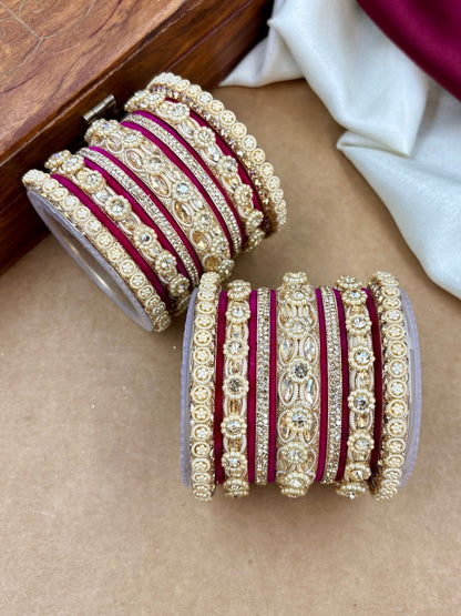 the brand Kundan Emerald Green Bangle Set — handcrafted Indian jewellery - view 7