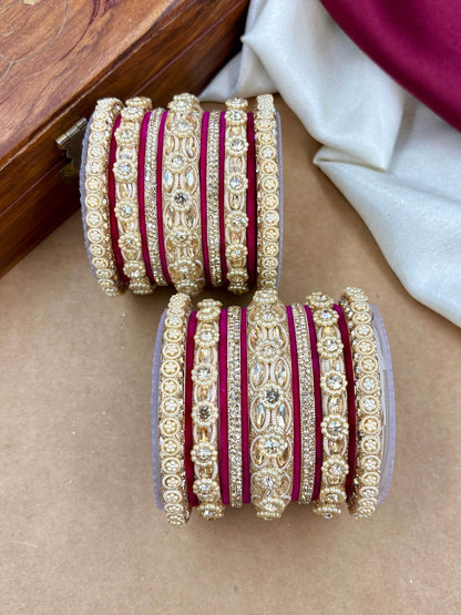 the brand Kundan Emerald Green Bangle Set — handcrafted Indian jewellery - view 8