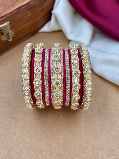 the brand Kundan Emerald Green Bangle Set — handcrafted Indian jewellery - view 9