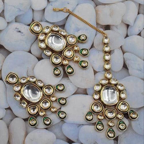 Ishhaara Kundan Meena Teeka Earring Set