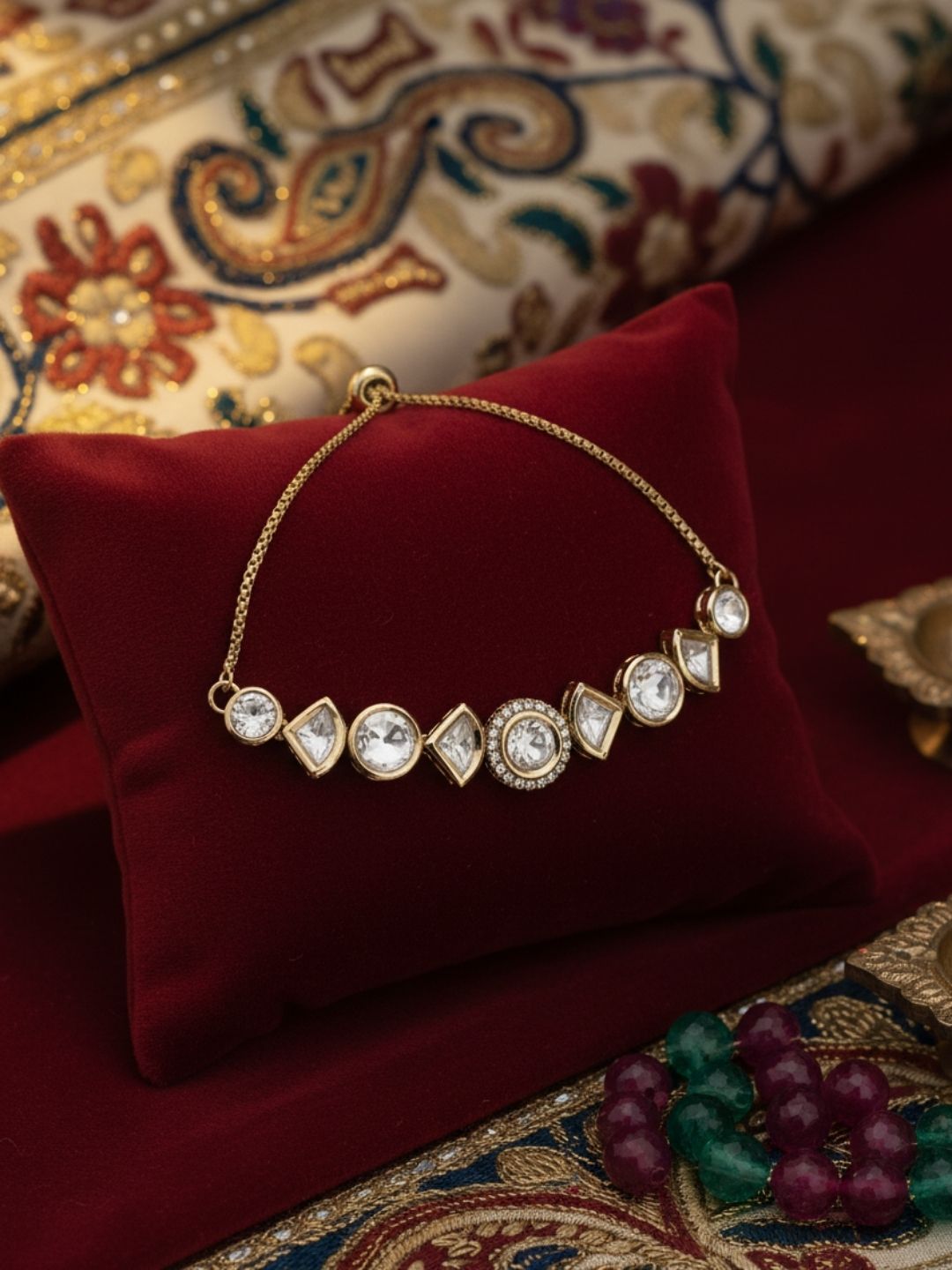 Ishhaara Kundan Meenakari Adjustable Bracelet