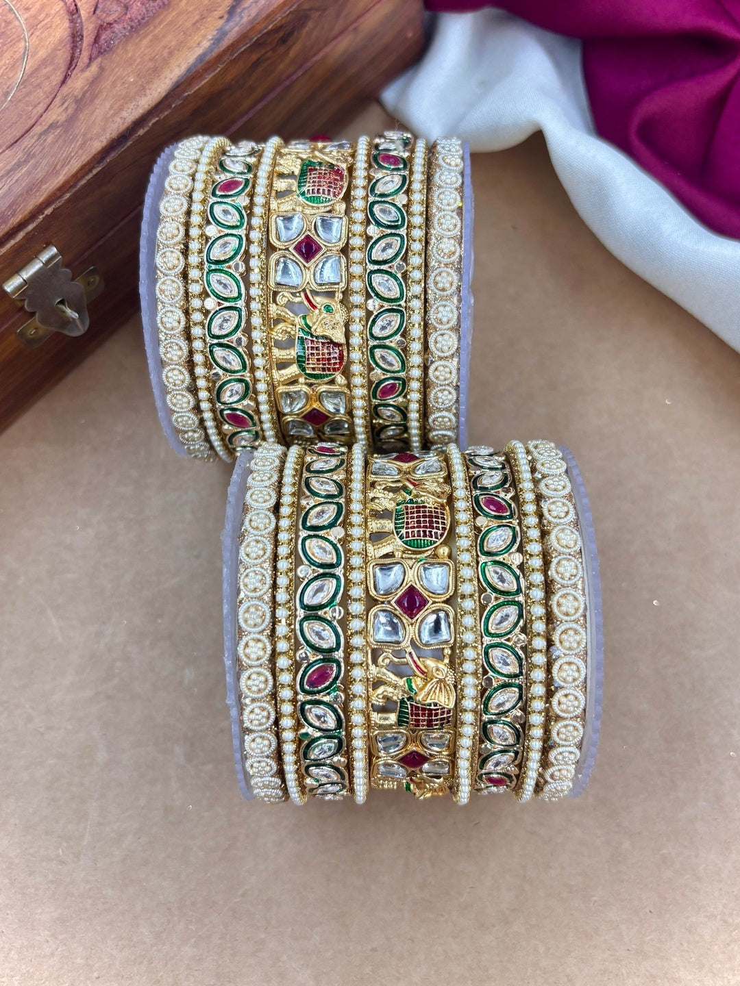 Ishhaara Kundan Meenakari Bangle Set — handcrafted Indian jewellery