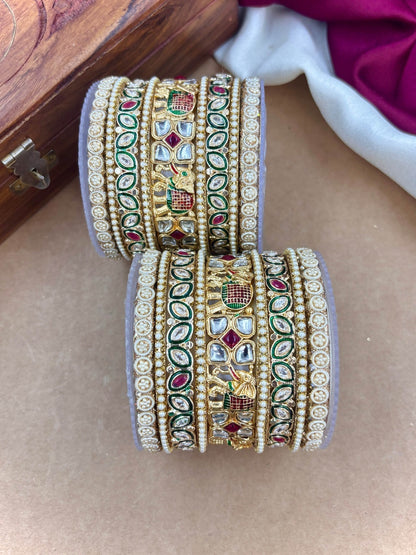 Ishhaara Kundan Meenakari Bangle Set — handcrafted Indian jewellery