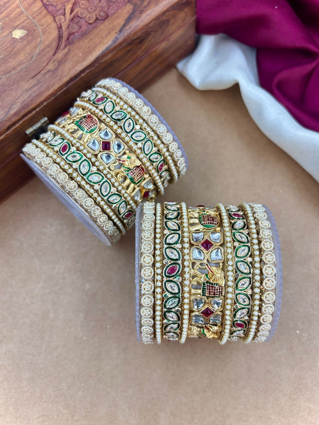 Ishhaara Kundan Meenakari Bangle Set — handcrafted Indian jewellery - view 4