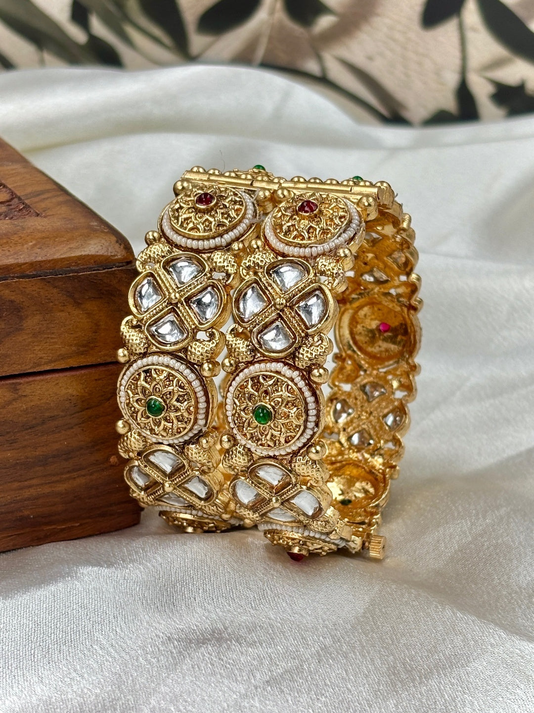 Ishhaara Kundan Polki Bangle Cuff — handcrafted Indian jewellery