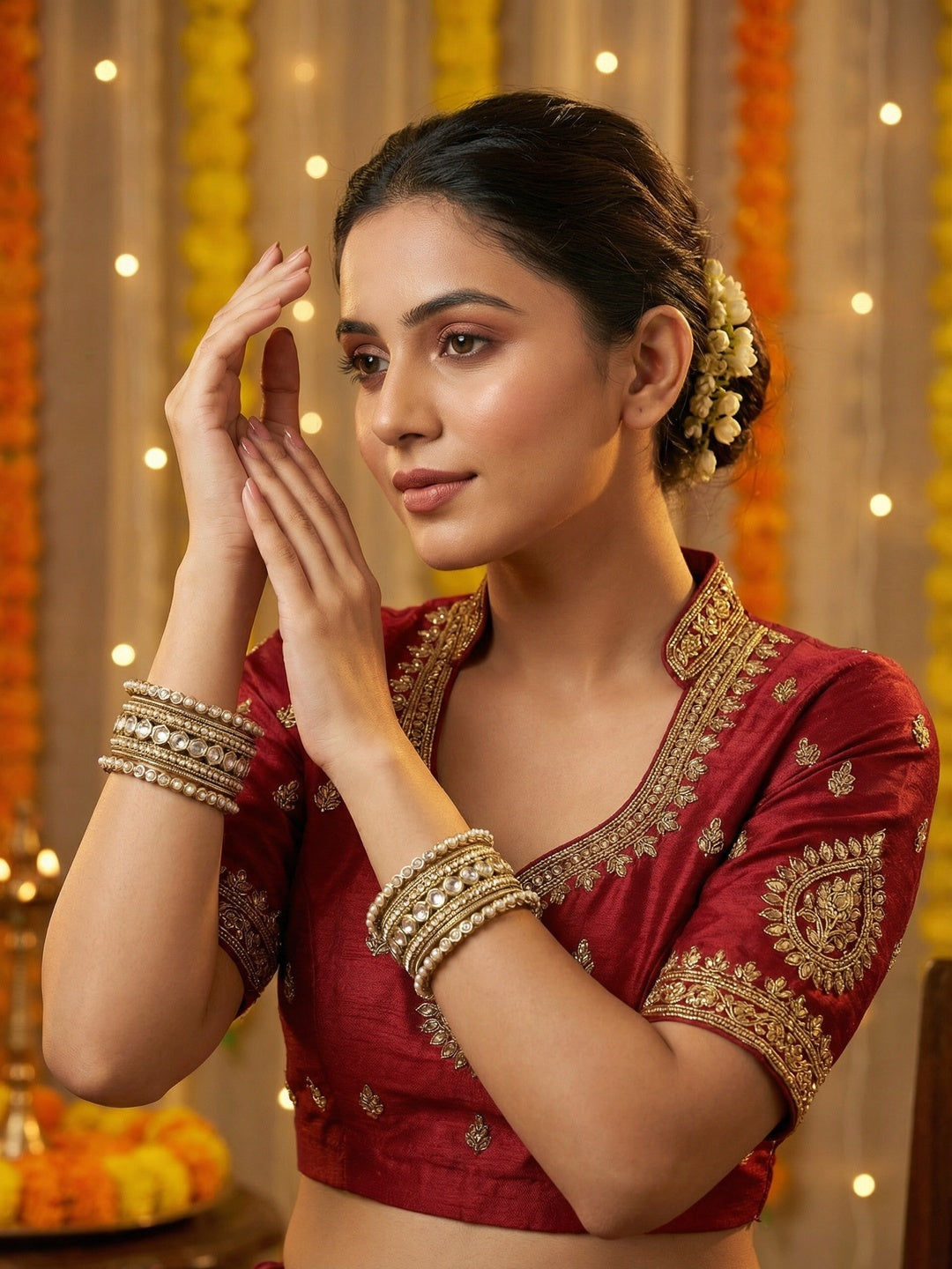 Ishhaara Kundan Polki Bangle Set — handcrafted Indian jewellery - view 4