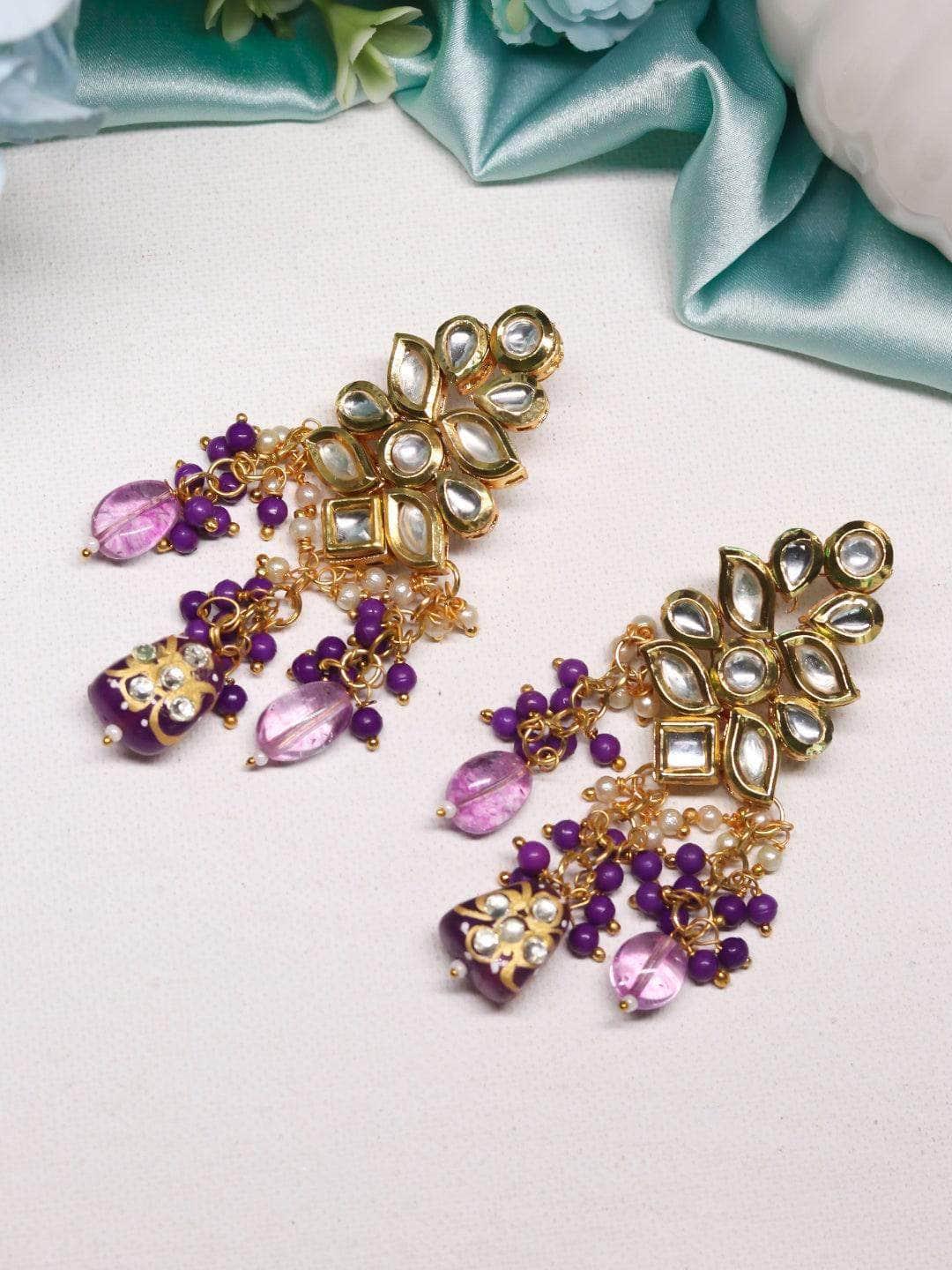 Ishhaara Kundan Precious Stone Earrings Pink
