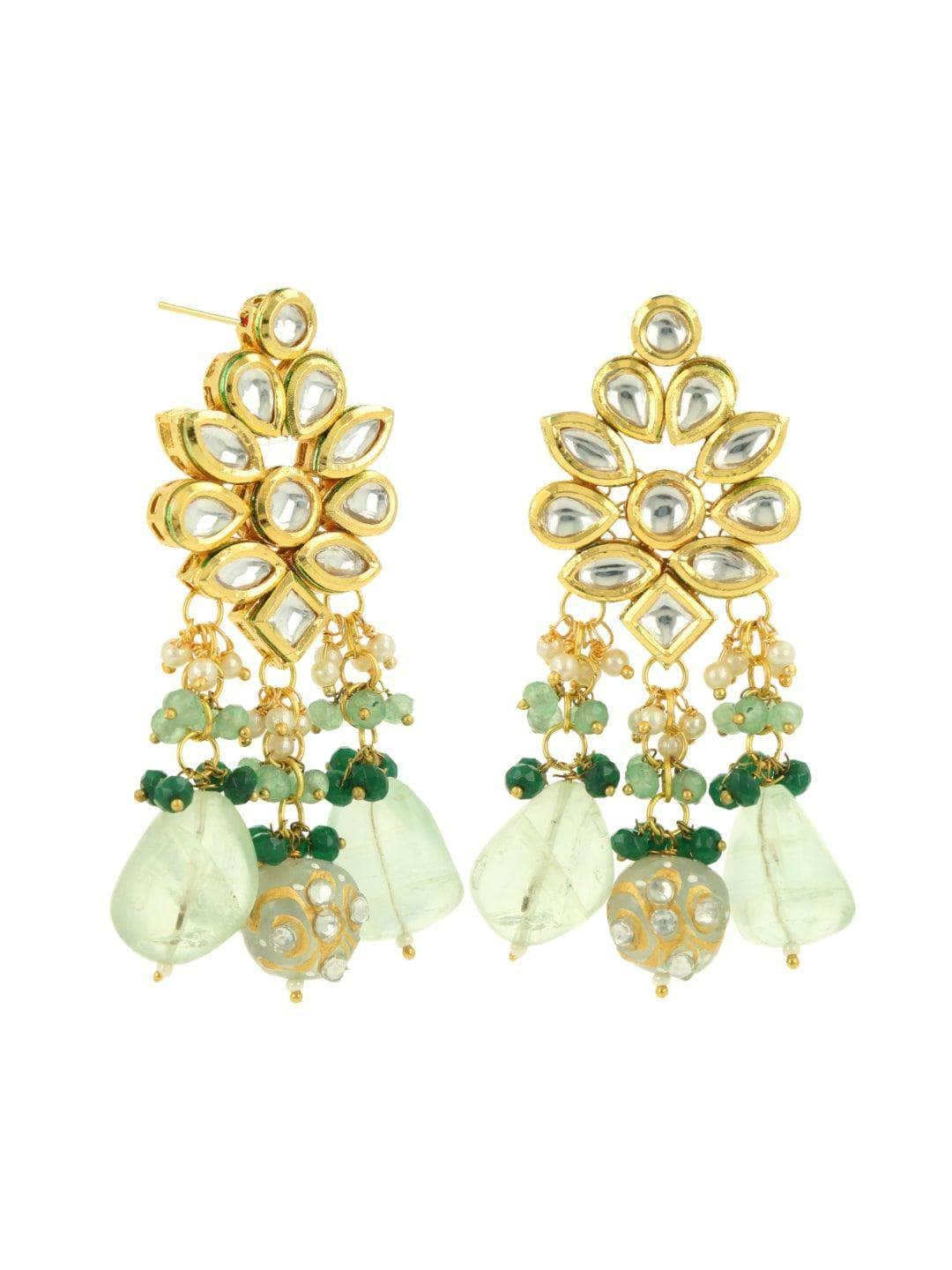Ishhaara Kundan Precious Stone Earrings Pink