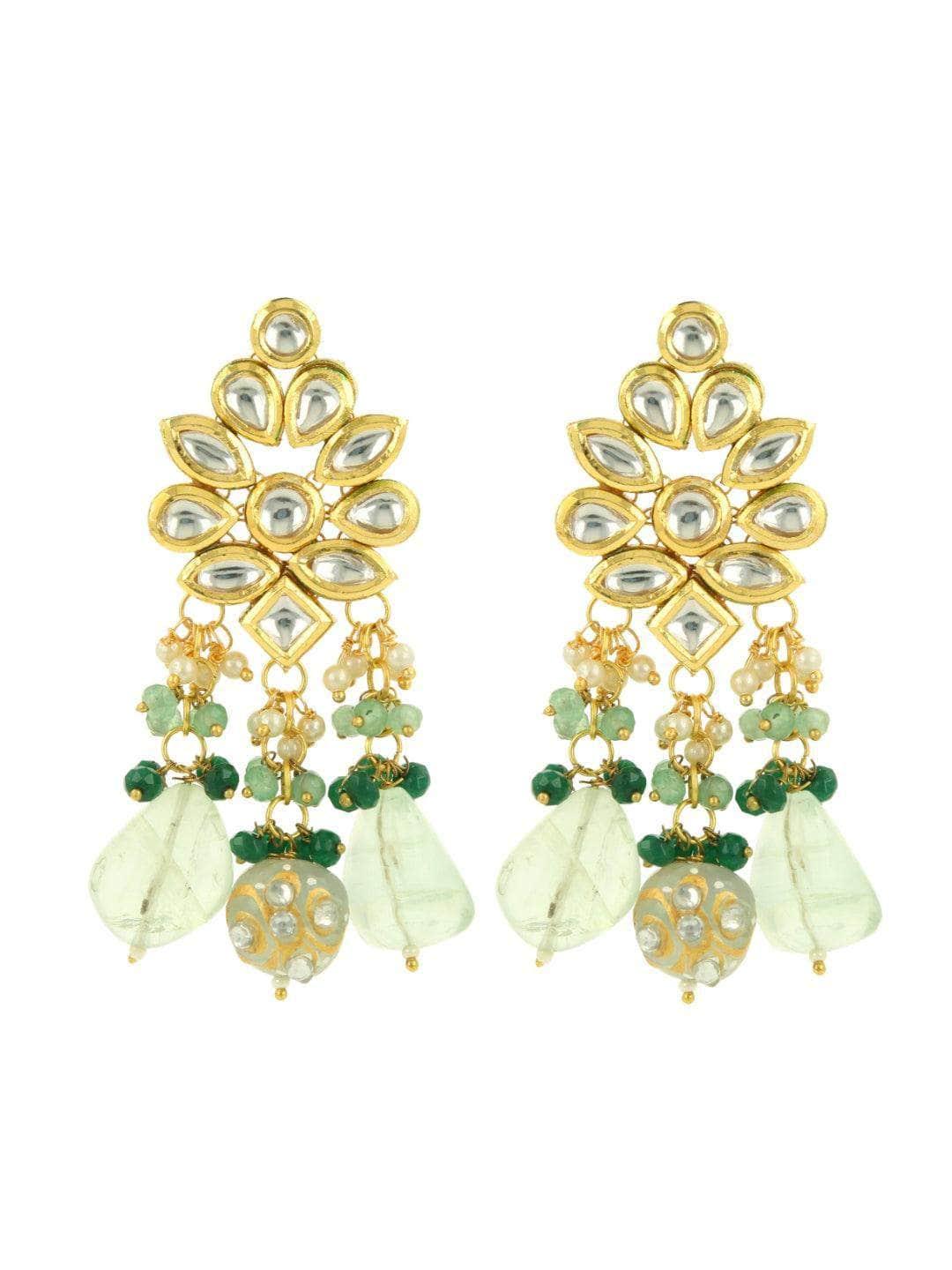 Ishhaara Kundan Precious Stone Earrings Pink