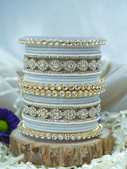 the brand Kundan Velvet Bangle Set — handcrafted Indian jewellery - view 15