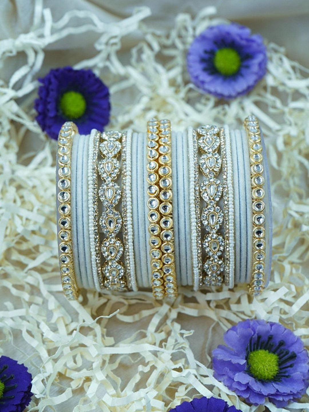 the brand Kundan Velvet Bangle Set — handcrafted Indian jewellery - view 16