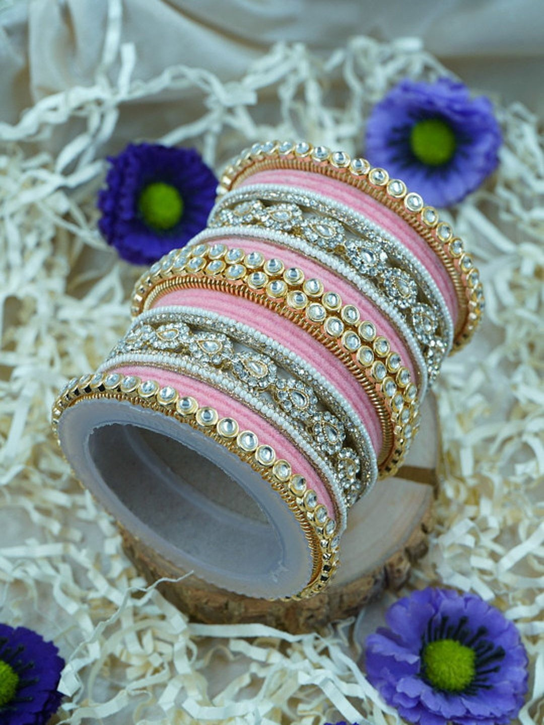 the brand Kundan Velvet Bangle Set — handcrafted Indian jewellery - view 9