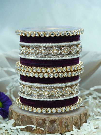 the brand Kundan Velvet Bangle Set — handcrafted Indian jewellery - view 17
