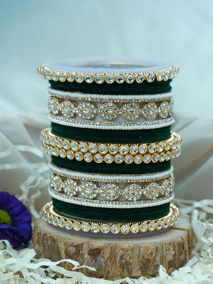 the brand Kundan Velvet Bangle Set — handcrafted Indian jewellery - view 2