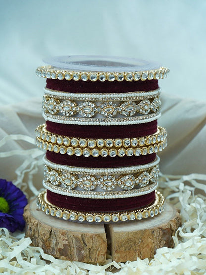 the brand Kundan Velvet Bangle Set — handcrafted Indian jewellery - view 3