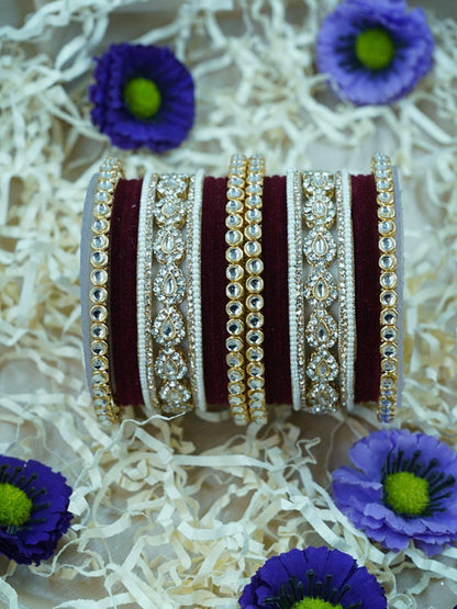 the brand Kundan Velvet Bangle Set — handcrafted Indian jewellery - view 4