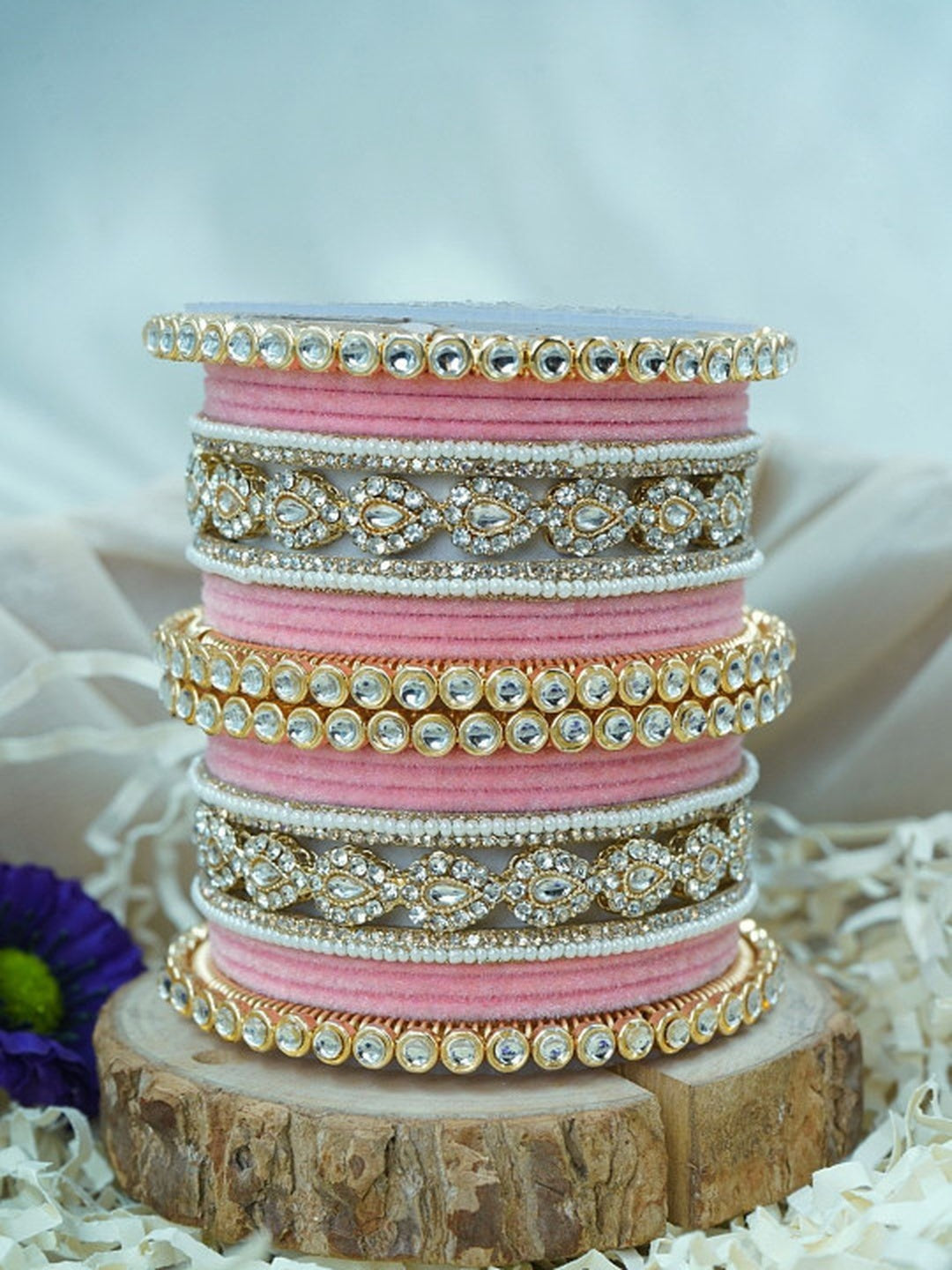 the brand Kundan Velvet Bangle Set — handcrafted Indian jewellery - view 8