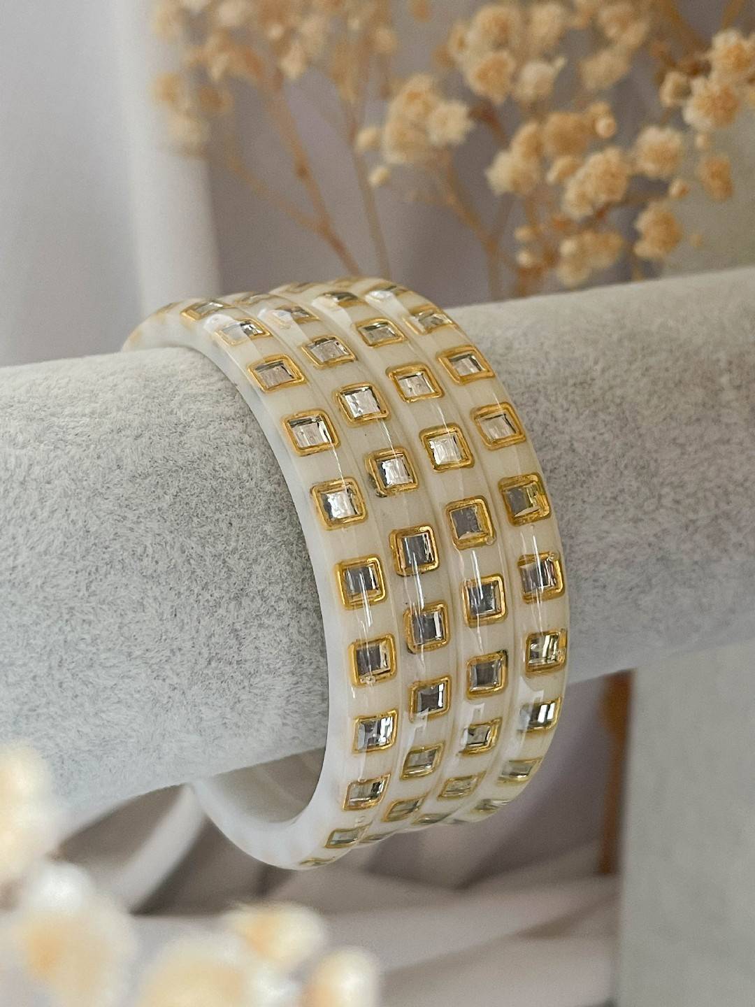 Ishhaara Laminated Square Shaped Kundan Studded Bangles