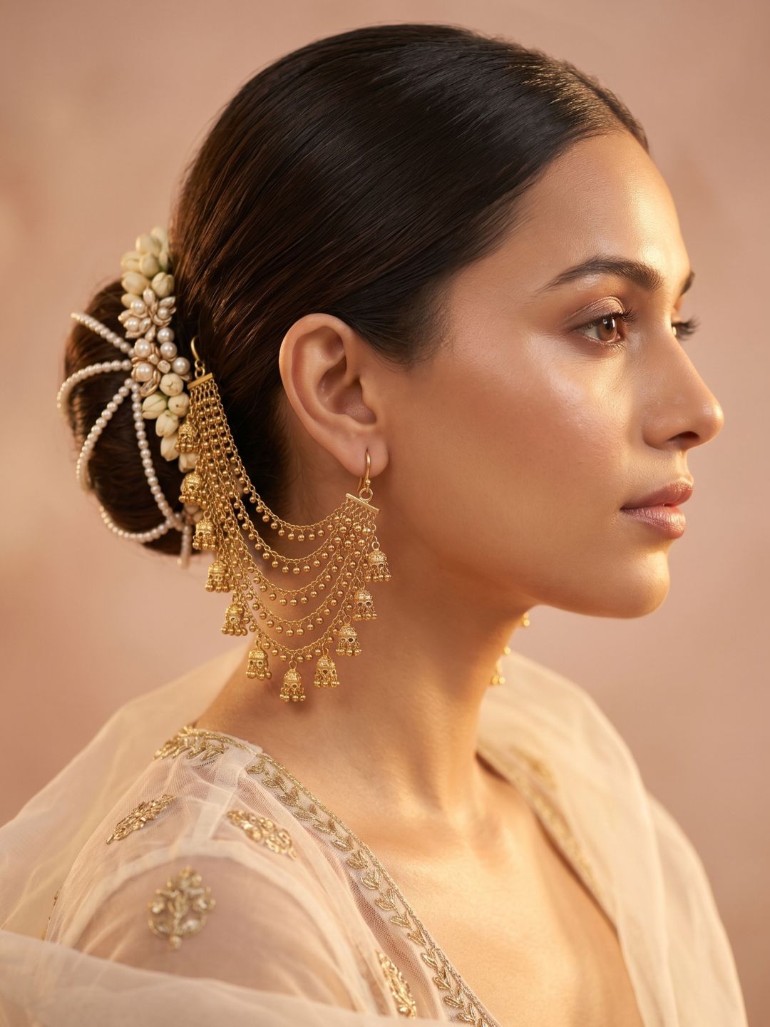 Ishhaara Layered Jhumka Studded Ear Chains