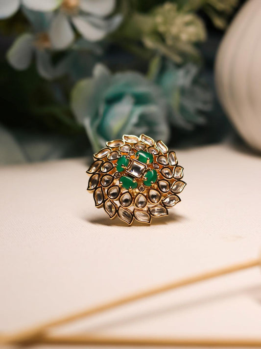Ishhaara Layered Round Kundan Ring