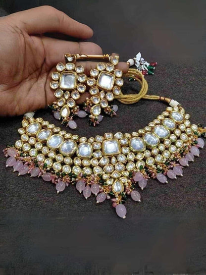 Ishhaara Big Kundan Necklace With Multi Beads