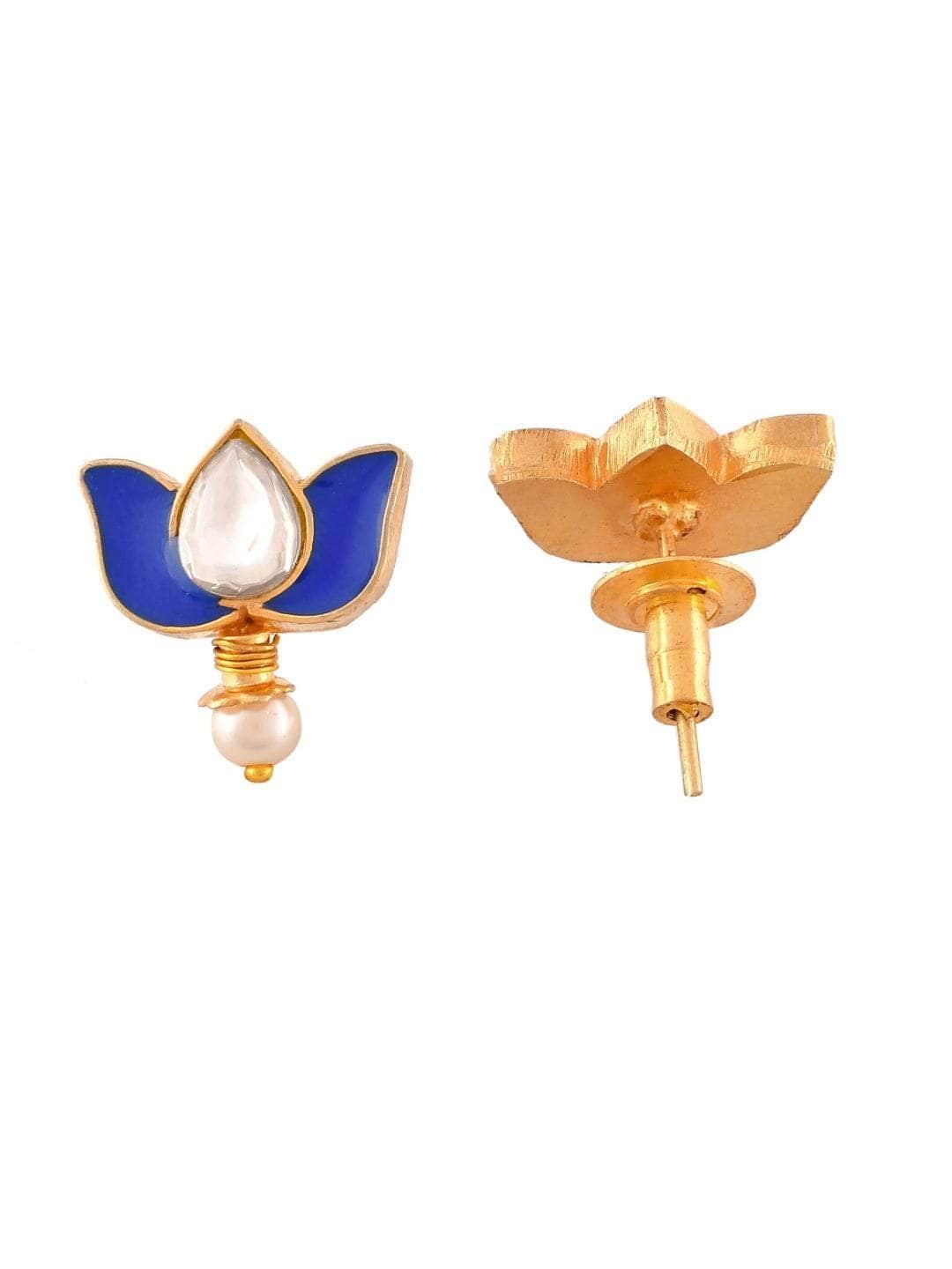 Ishhaara Lotus Motif Open Type Necklace Blue