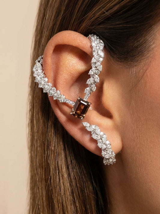 Ishhaara Luxury Crystal One Side Ear Cuff Earrings