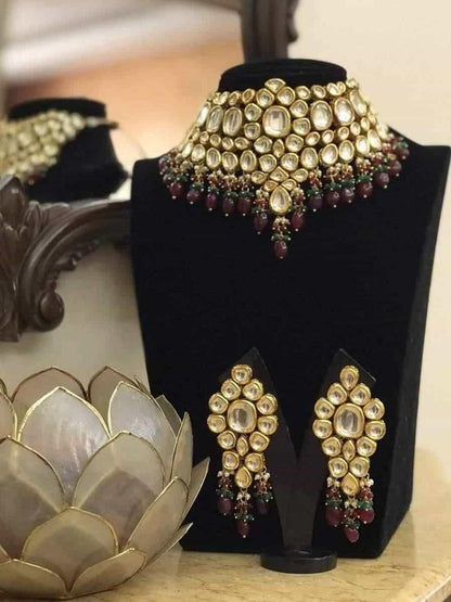 Ishhaara Big Kundan Necklace With Multi Beads