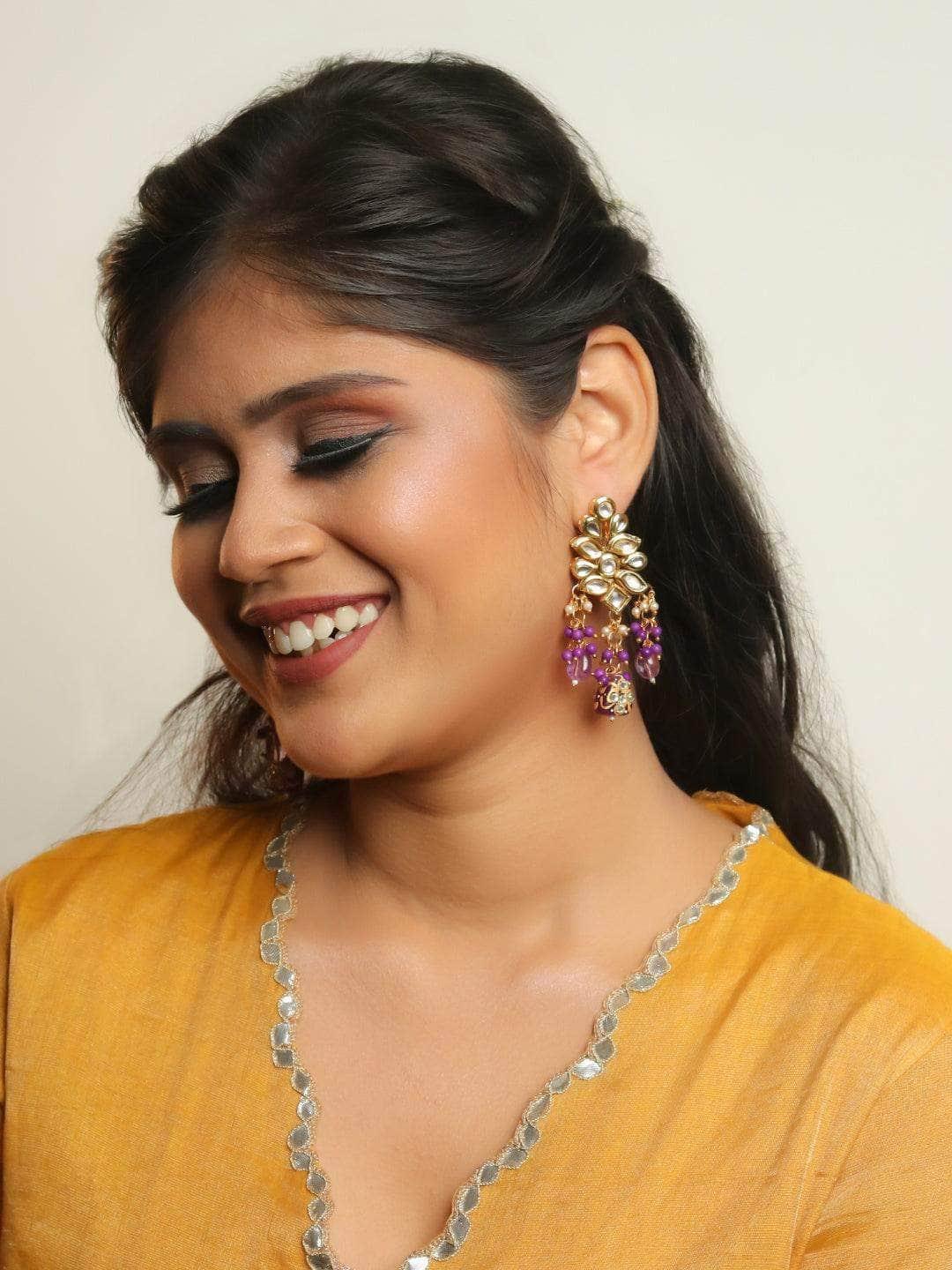 Ishhaara Masoom Minawala In Kundan Precious Stone Earring