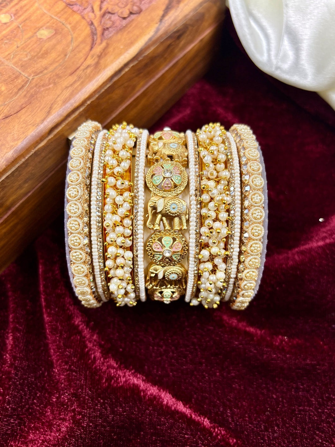Ishhaara Meenakari Elephant Design Bangle — handcrafted Indian jewellery