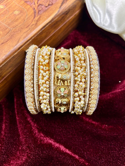 Ishhaara Meenakari Elephant Design Bangle — handcrafted Indian jewellery