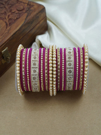 Ishhaara Meenakari Green Velvet Bangle Set — handcrafted Indian jewellery - view 16