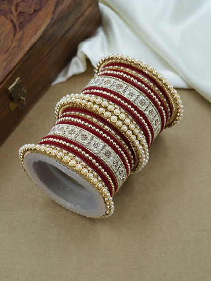 Ishhaara Meenakari Green Velvet Bangle Set — handcrafted Indian jewellery - view 19