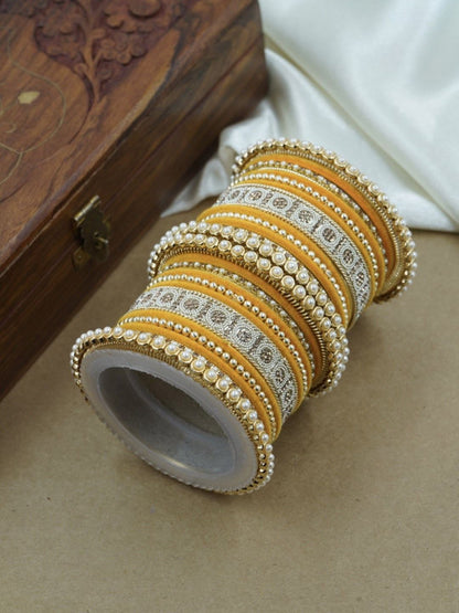 Ishhaara Meenakari Green Velvet Bangle Set — handcrafted Indian jewellery - view 22
