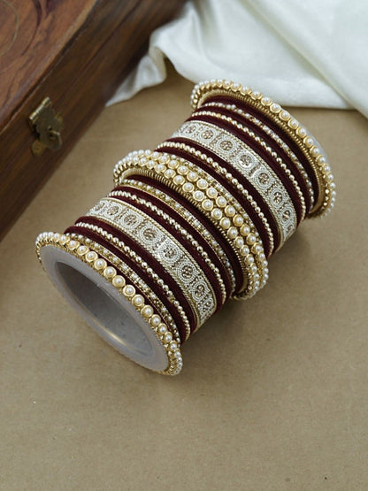 Ishhaara Meenakari Green Velvet Bangle Set — handcrafted Indian jewellery - view 4