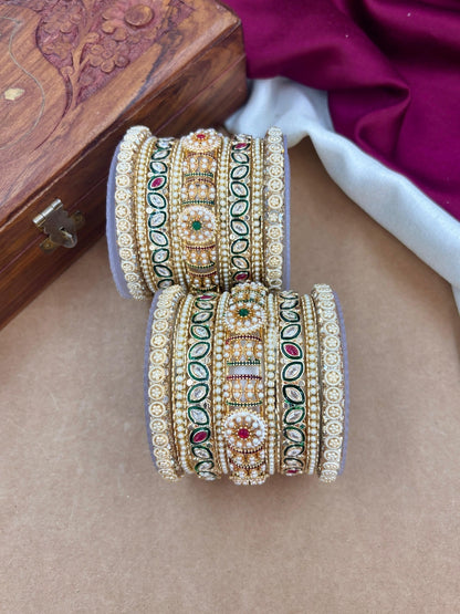 Ishhaara Meenakari Kundan Bangle Pair — handcrafted Indian jewellery - view 2