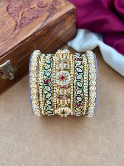 Ishhaara Meenakari Kundan Bangle Pair — handcrafted Indian jewellery - view 3