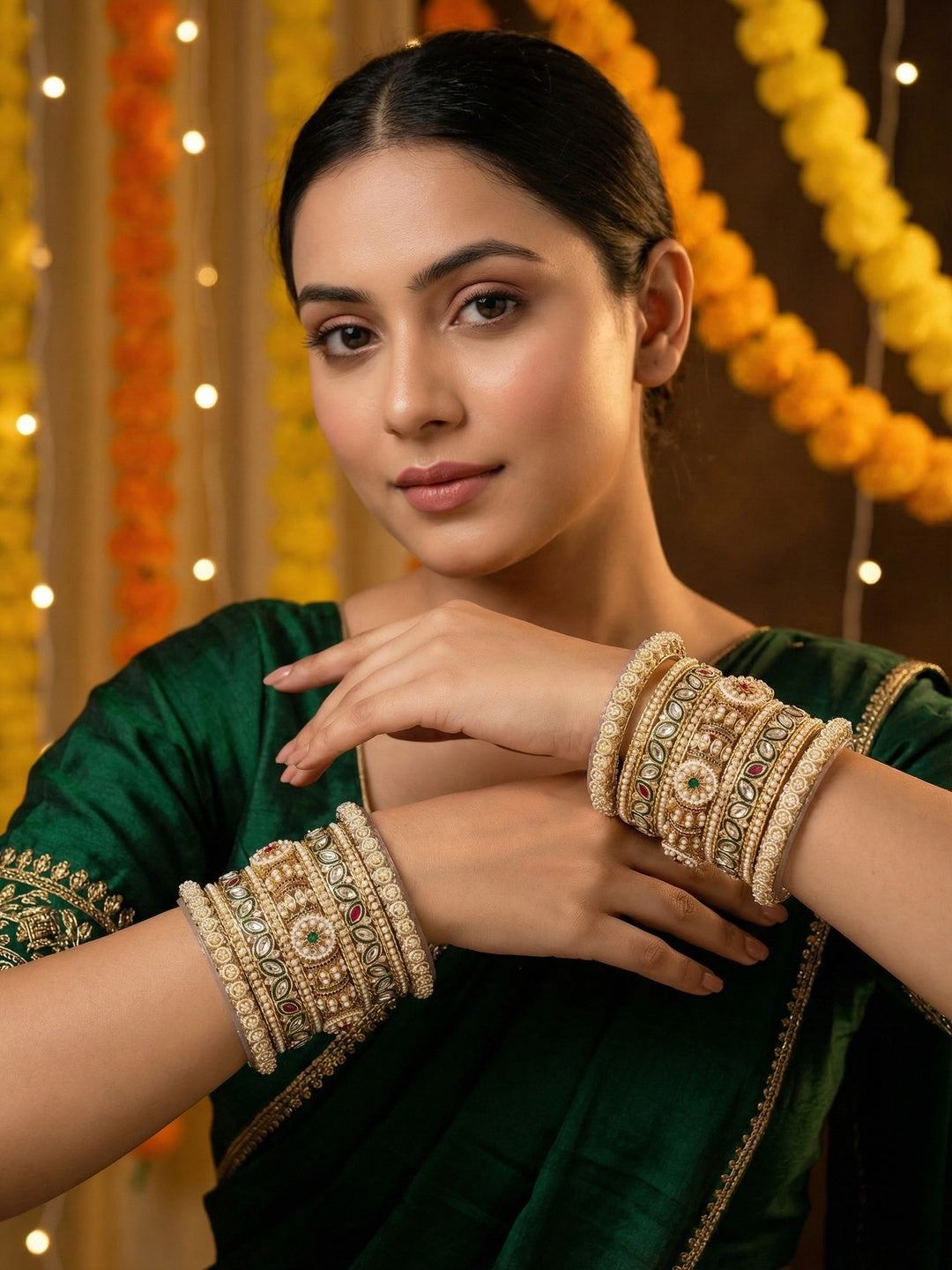 Ishhaara Meenakari Kundan Bangle Pair — handcrafted Indian jewellery - view 4