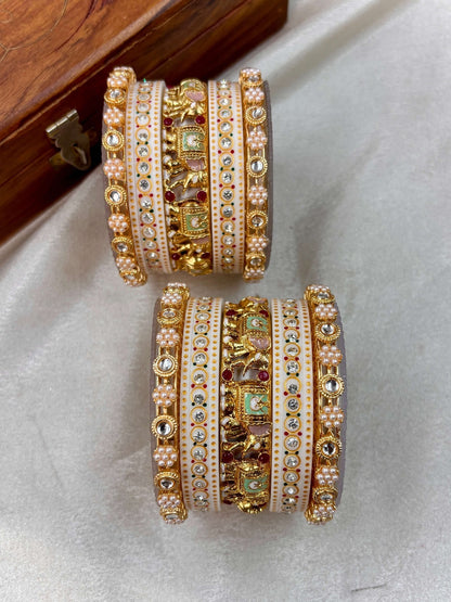 Ishhaara Meenakari Kundan Bangle Set — handcrafted Indian jewellery - view 4