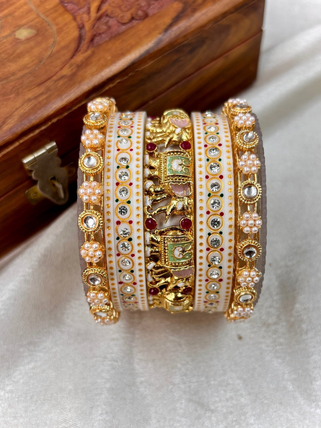 Ishhaara Meenakari Kundan Bangle Set — handcrafted Indian jewellery - view 5