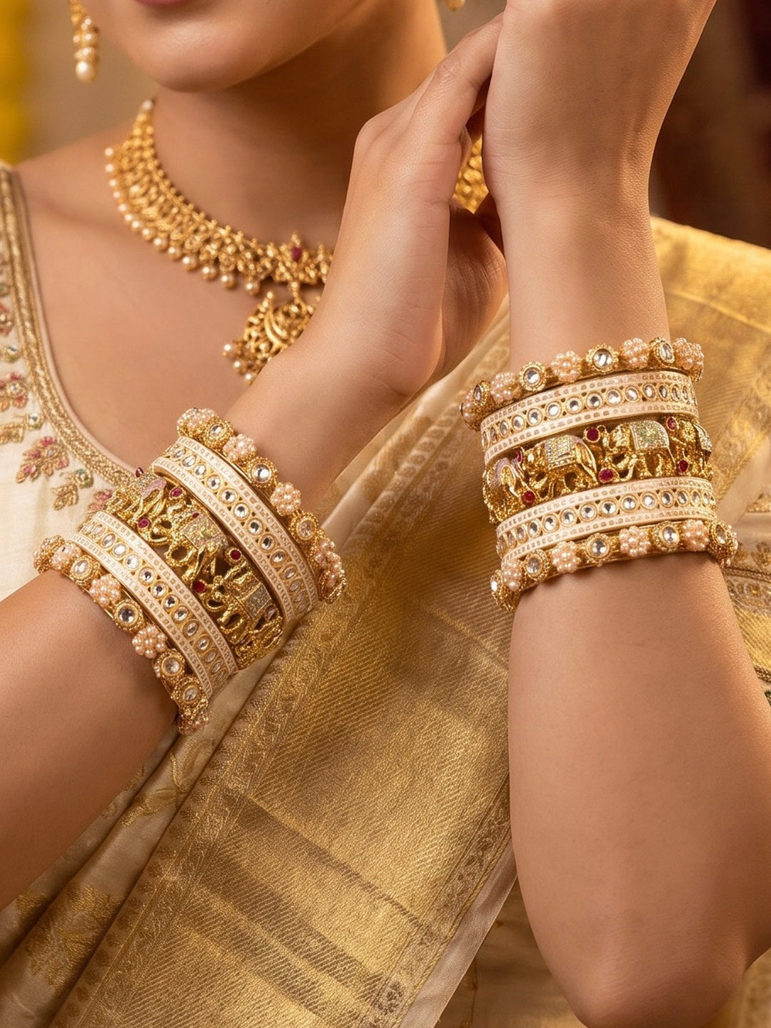 Ishhaara Meenakari Kundan Bangle Set — handcrafted Indian jewellery - view 6