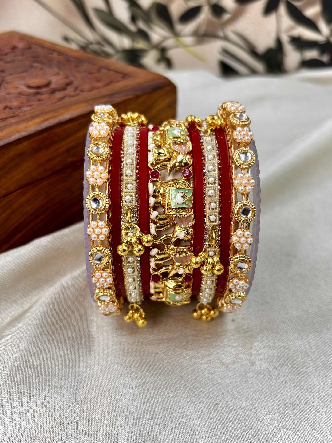 Ishhaara Meenakari Kundan Bangle Set — handcrafted Indian jewellery - view 3