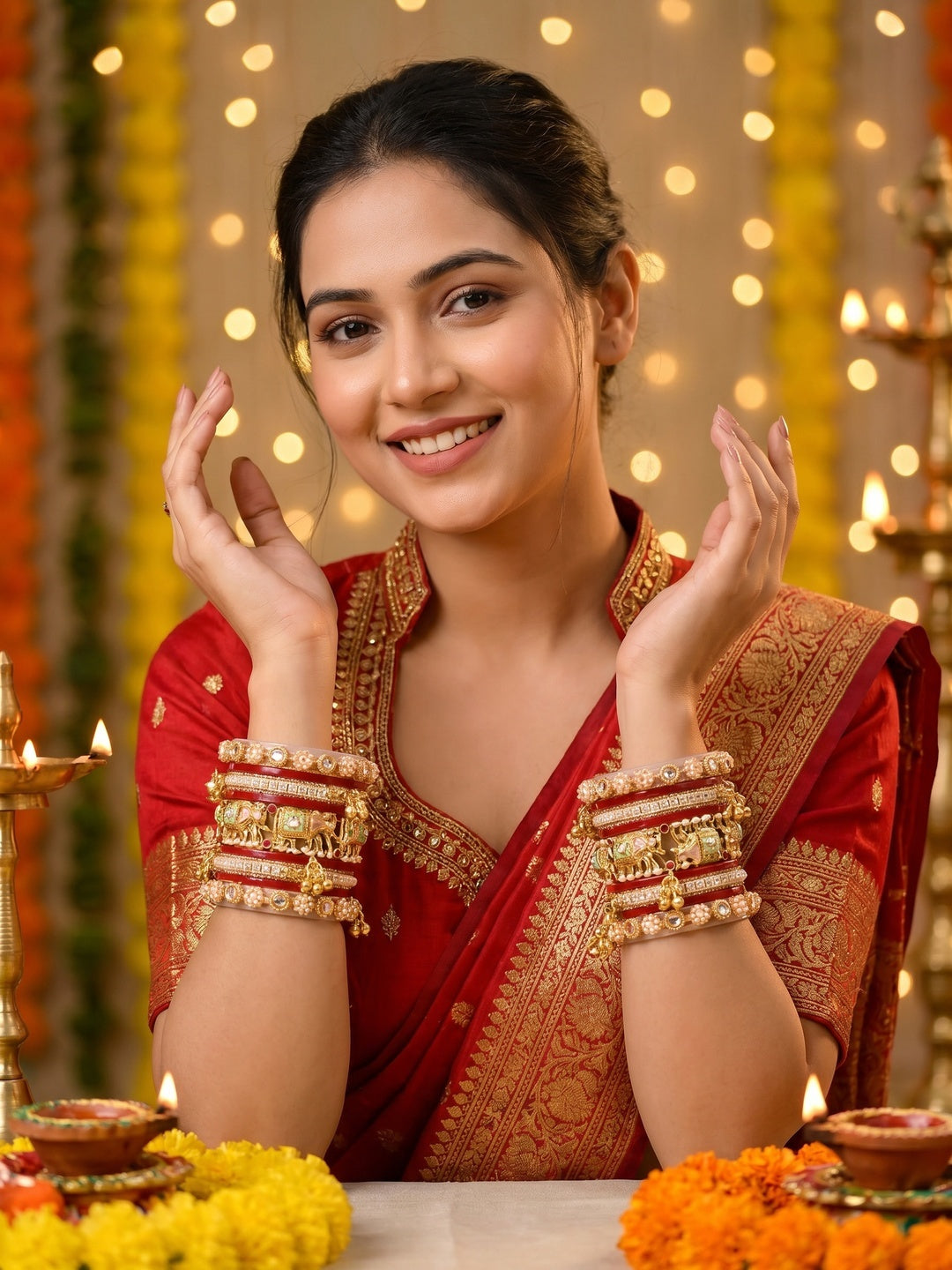 Ishhaara Meenakari Kundan Bangle Set — handcrafted Indian jewellery - view 5