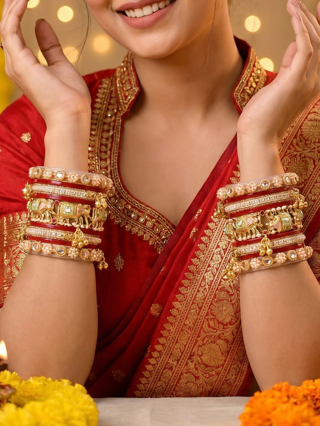 Ishhaara Meenakari Kundan Bangle Set — handcrafted Indian jewellery - view 6