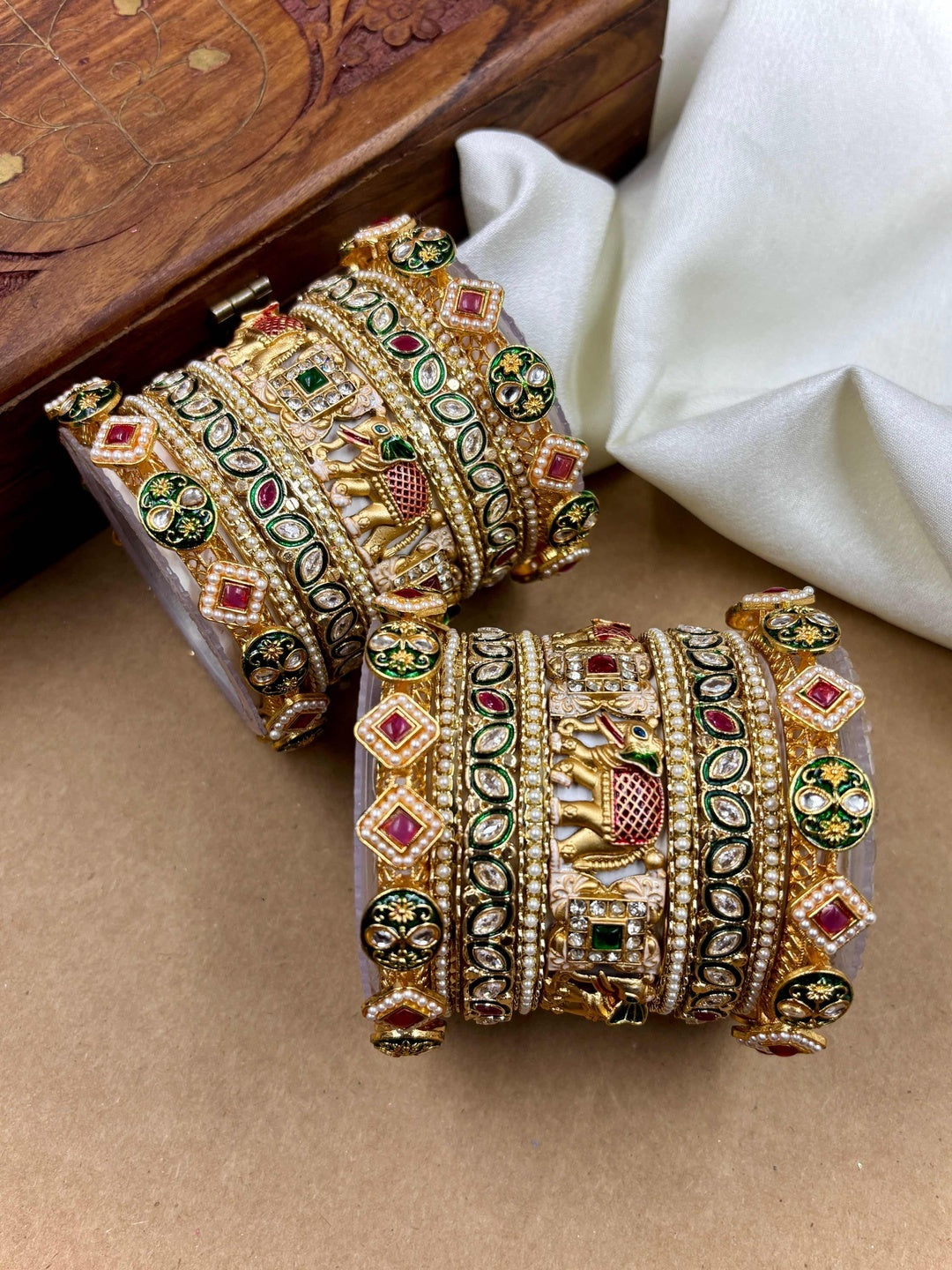 Ishhaara Meenakari Kundan Bangle Set — handcrafted Indian jewellery