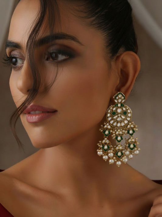 Ishhaara Meenakari And Kundan Work Chandbali Earrings