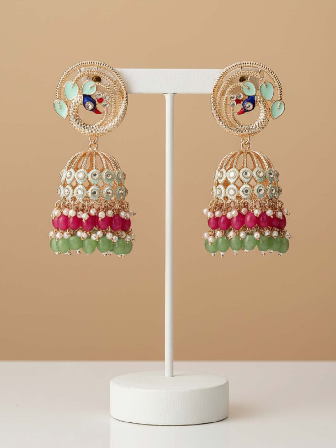 Ishhaara Meenakari Peacock Jhumka