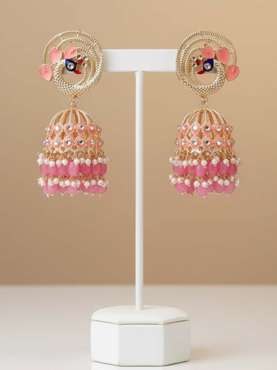 Ishhaara Meenakari Peacock Jhumka
