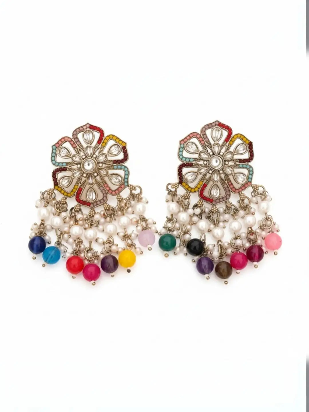 Ishhaara Meenakari Pearls Drop Earring