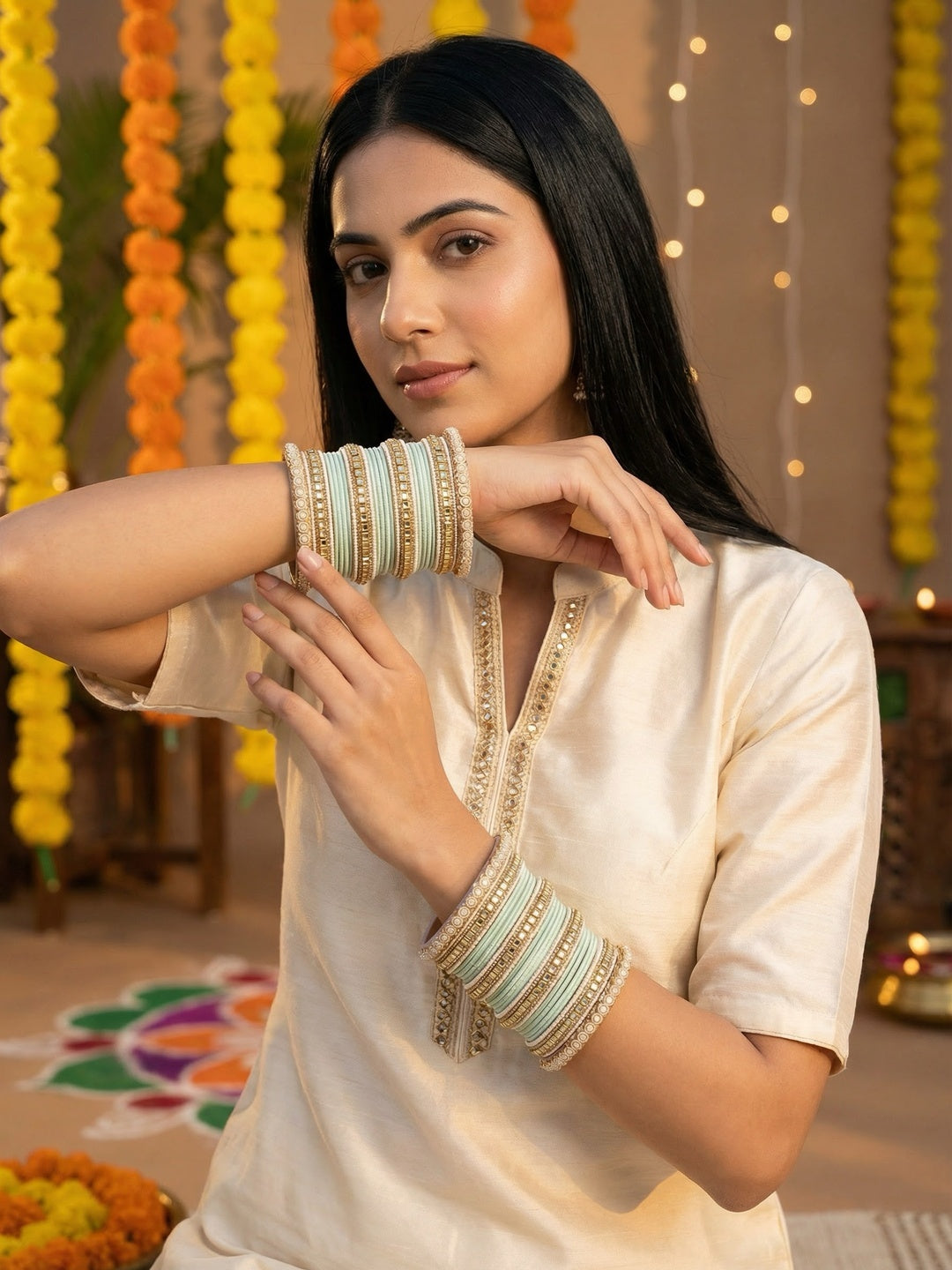 Ishhaara Meenakari Silk Thread Bangle Set — handcrafted Indian jewellery - view 18